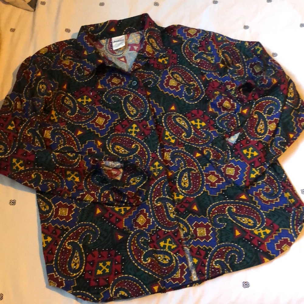 Jantzen vintage made in Canada cotton blouse with unique paisley design 14